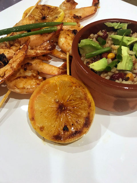 Chilli Prawn Skewers with Wild Rice and Salsa